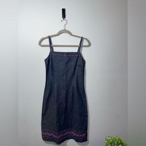 Wallis VTG women’s Denim Embroidered Beaded Y2K Mini Dress Size 10 NWOT